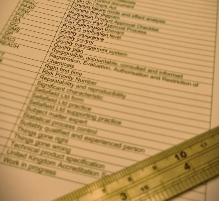 Quality acronyms with a metal calibrated ruler
